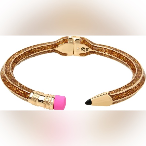 Betsey Johnson Back to School Gold Glitter Pencil  Bracelet - Picture 2 of 3